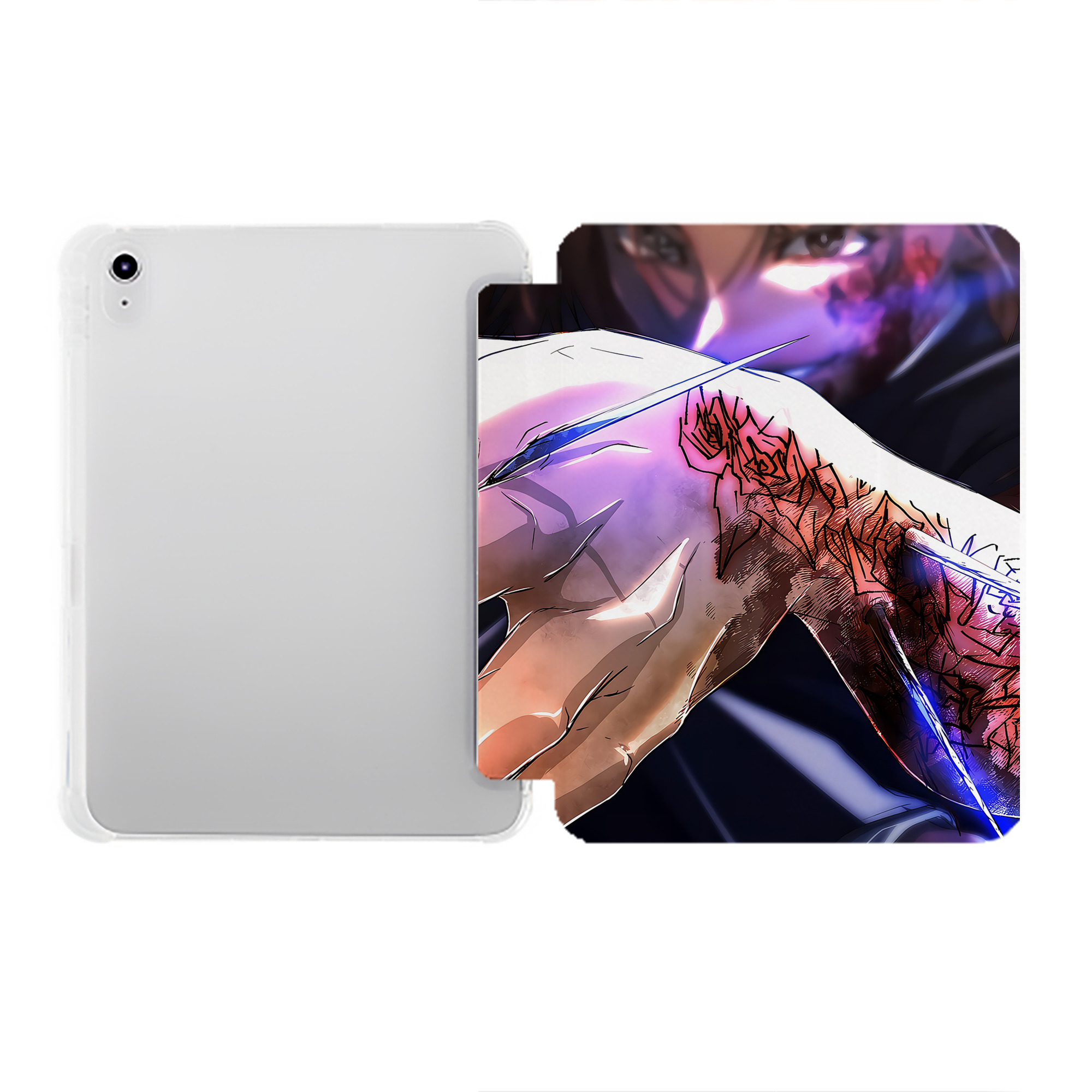 （画像用） 呪術廻戦 Jujutsu Kaisen IPad ケース ペン収納付き 三つ折りスタンド PUレザー×シリコン 対応機種9.5/10.5/10.9インチ